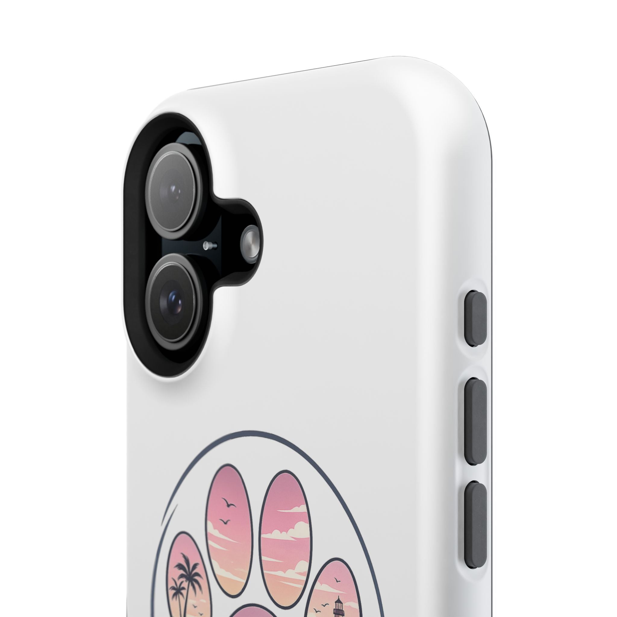Beach Paw Phone Case — Impact-Resistant Tropical Paw Print iPhone Cover