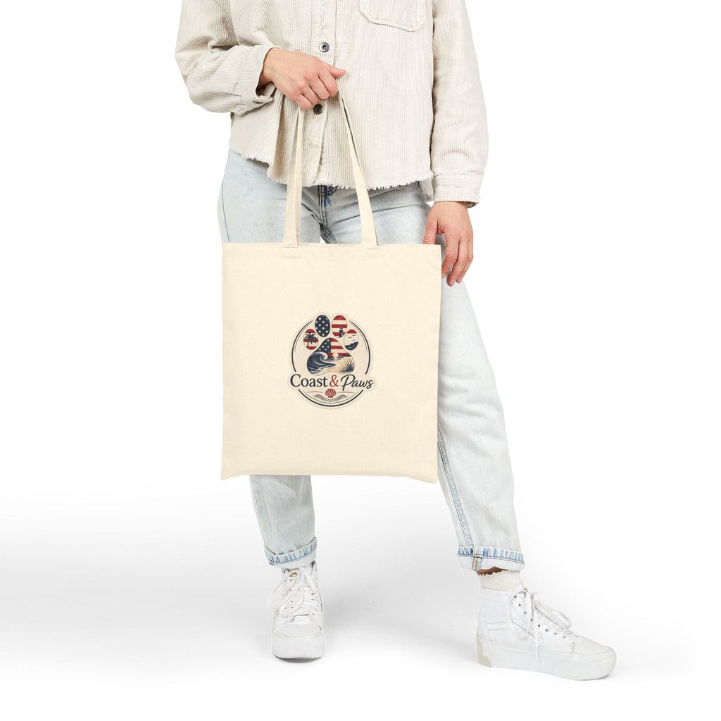 Coast & Paws American Flag Tote — Canvas Grocery & Beach Bag