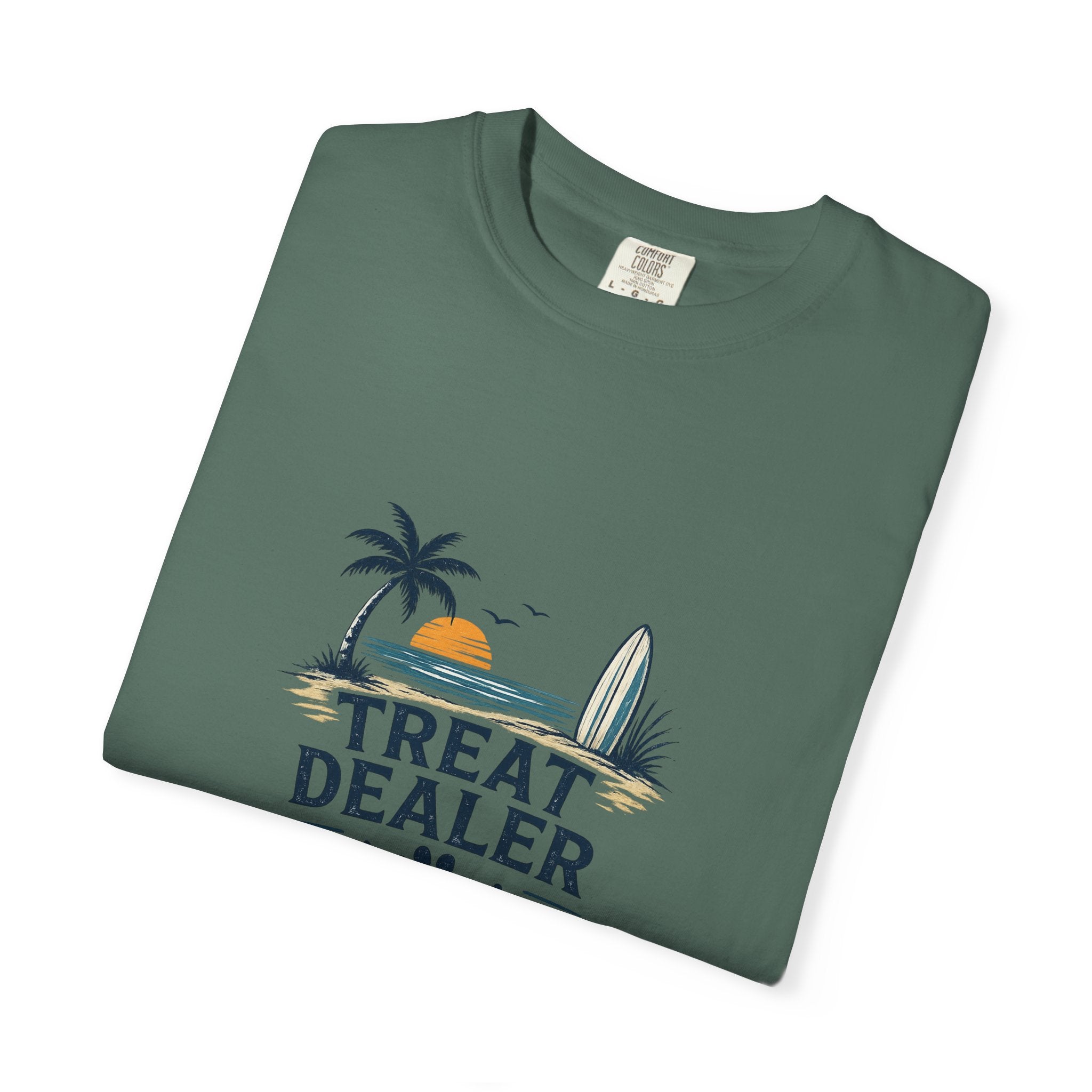 Treat Dealer Beach T-Shirt — Cute Dog Paw Surf Graphic