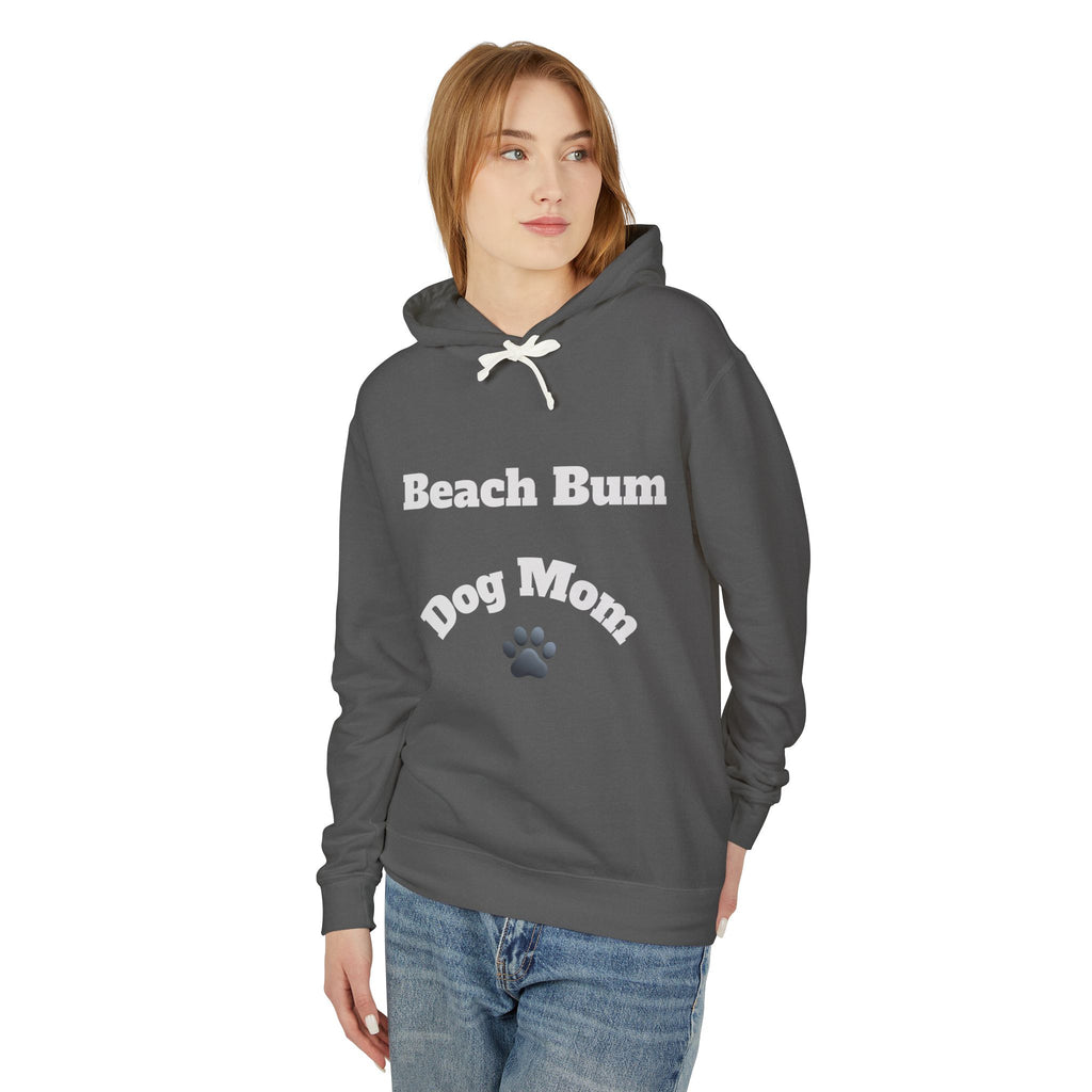 Beach Bum Dog Mom Hoodie — Paw Print Lightweight Comfort Colors Hooded Sweatshirt