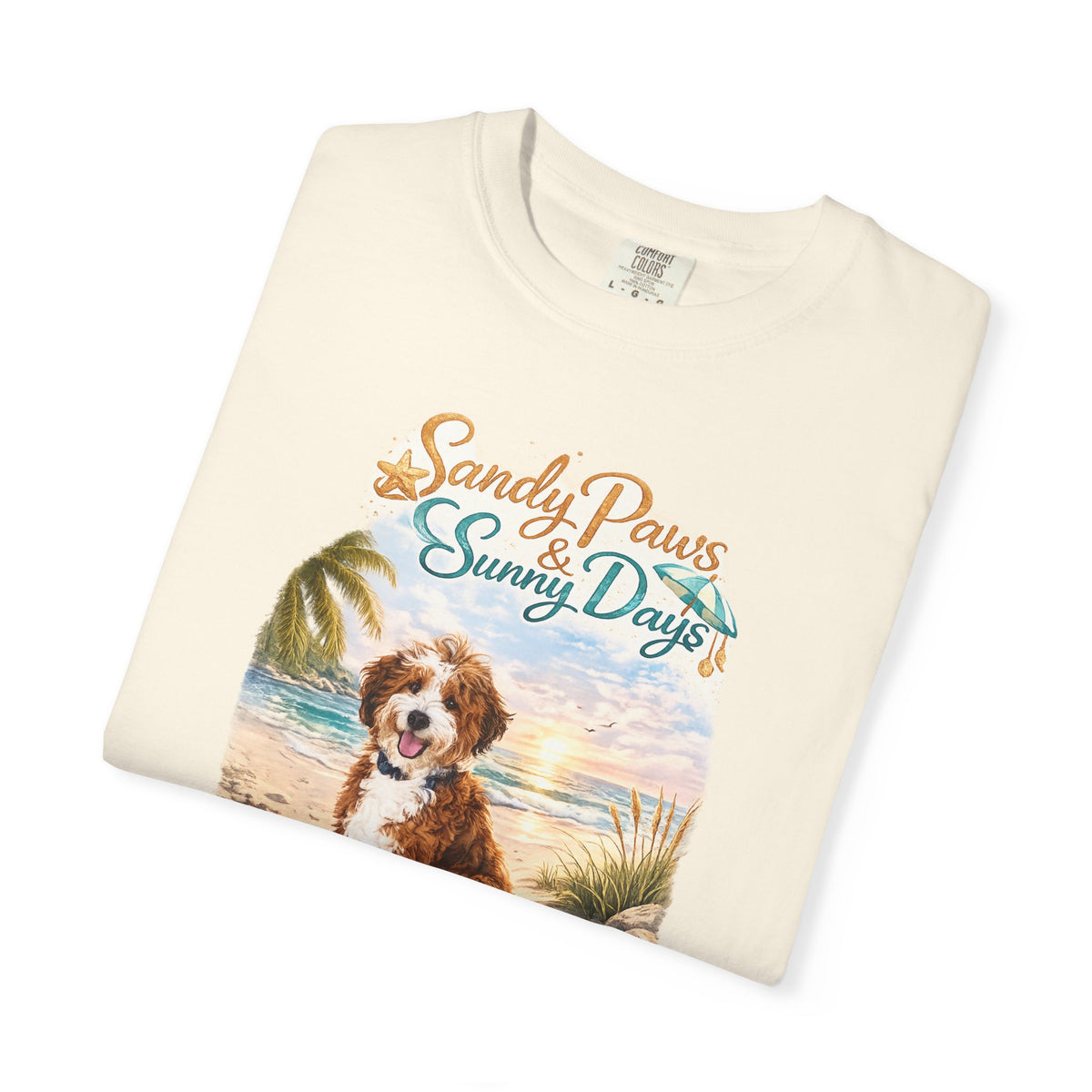 Sandy Paws Sunny Days T-Shirt — Unisex Comfort Colors Graphic Tee