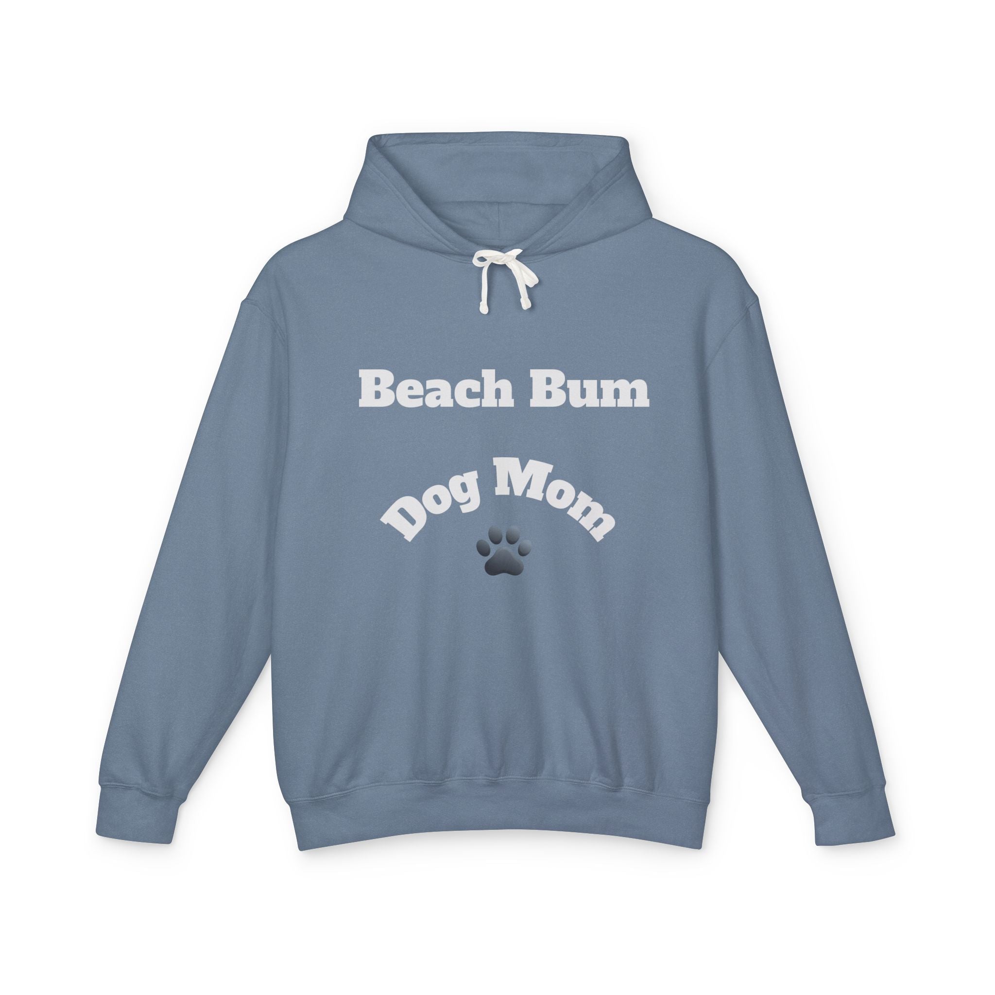 Beach Bum Dog Mom Hoodie — Paw Print Lightweight Comfort Colors Hooded Sweatshirt