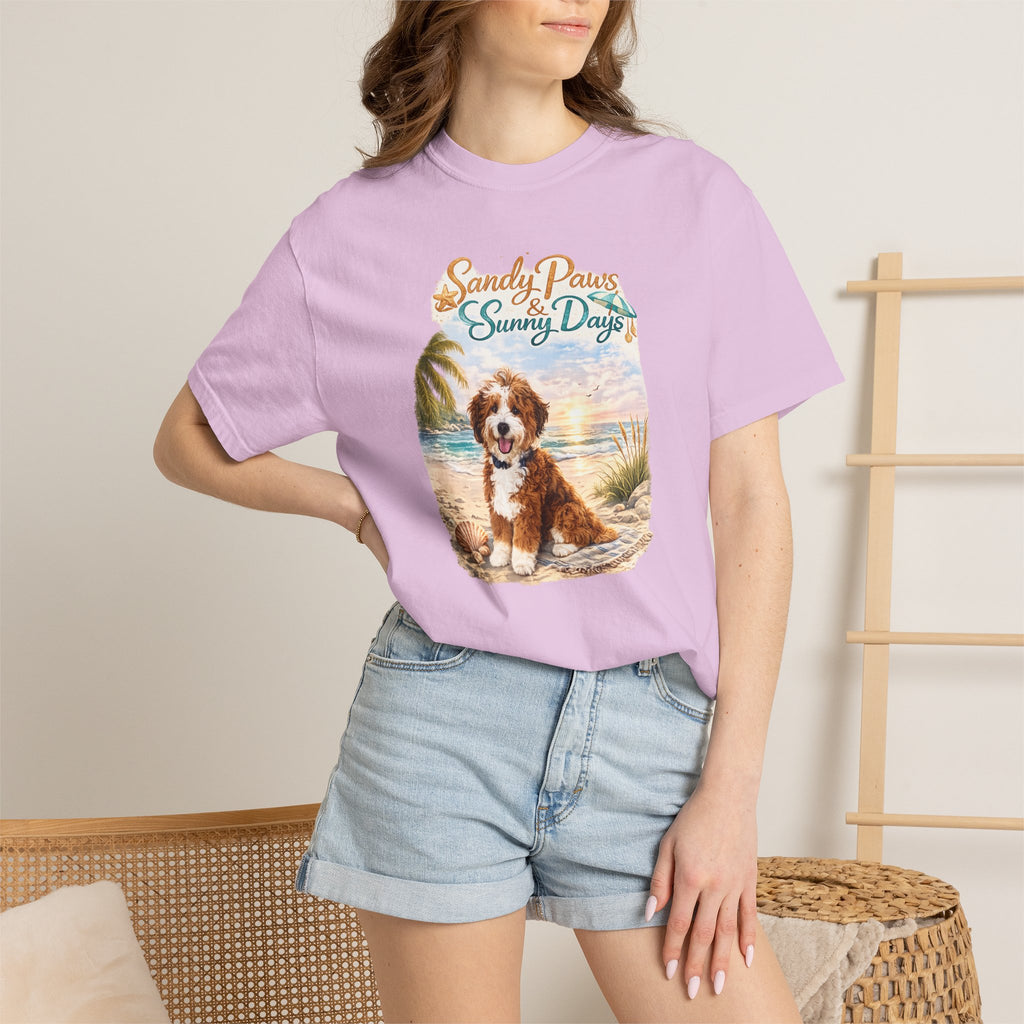 Sandy Paws Sunny Days T-Shirt — Unisex Comfort Colors Graphic Tee