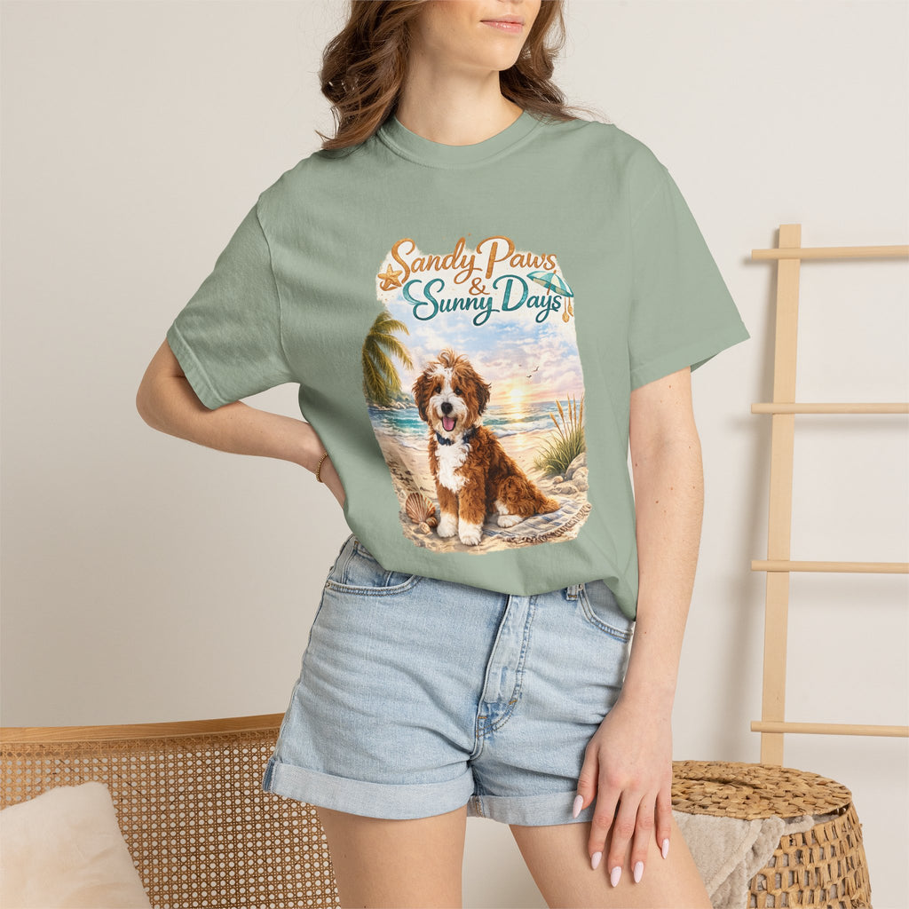 Sandy Paws Sunny Days T-Shirt — Unisex Comfort Colors Graphic Tee