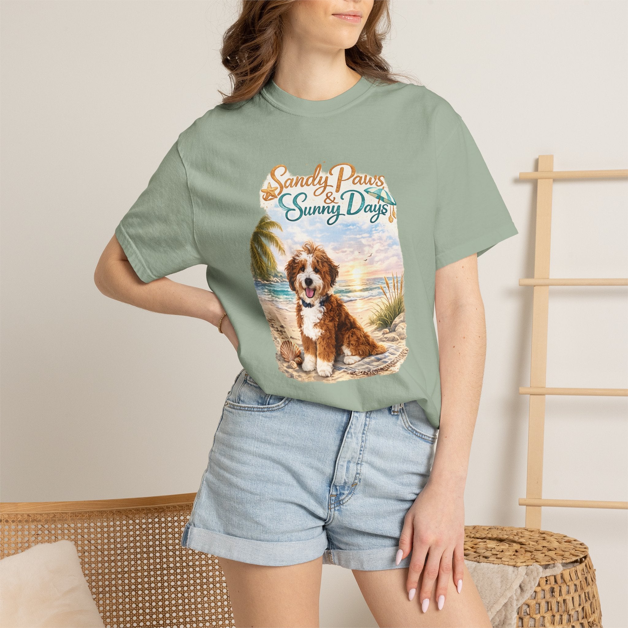Sandy Paws Sunny Days T-Shirt — Unisex Comfort Colors Graphic Tee