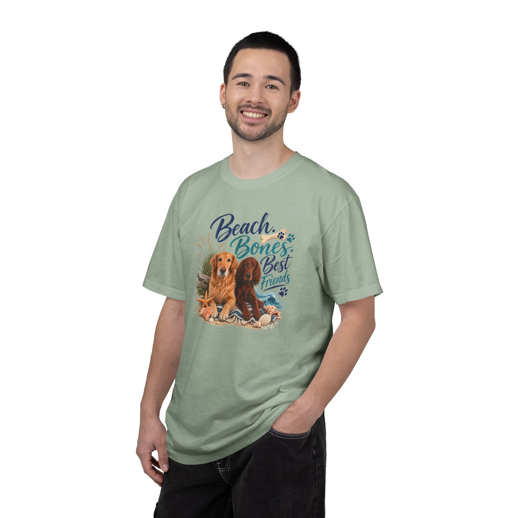 Beach Bones Best Friends Unisex Soft T-Shirt — Dog Lover Beach Tee