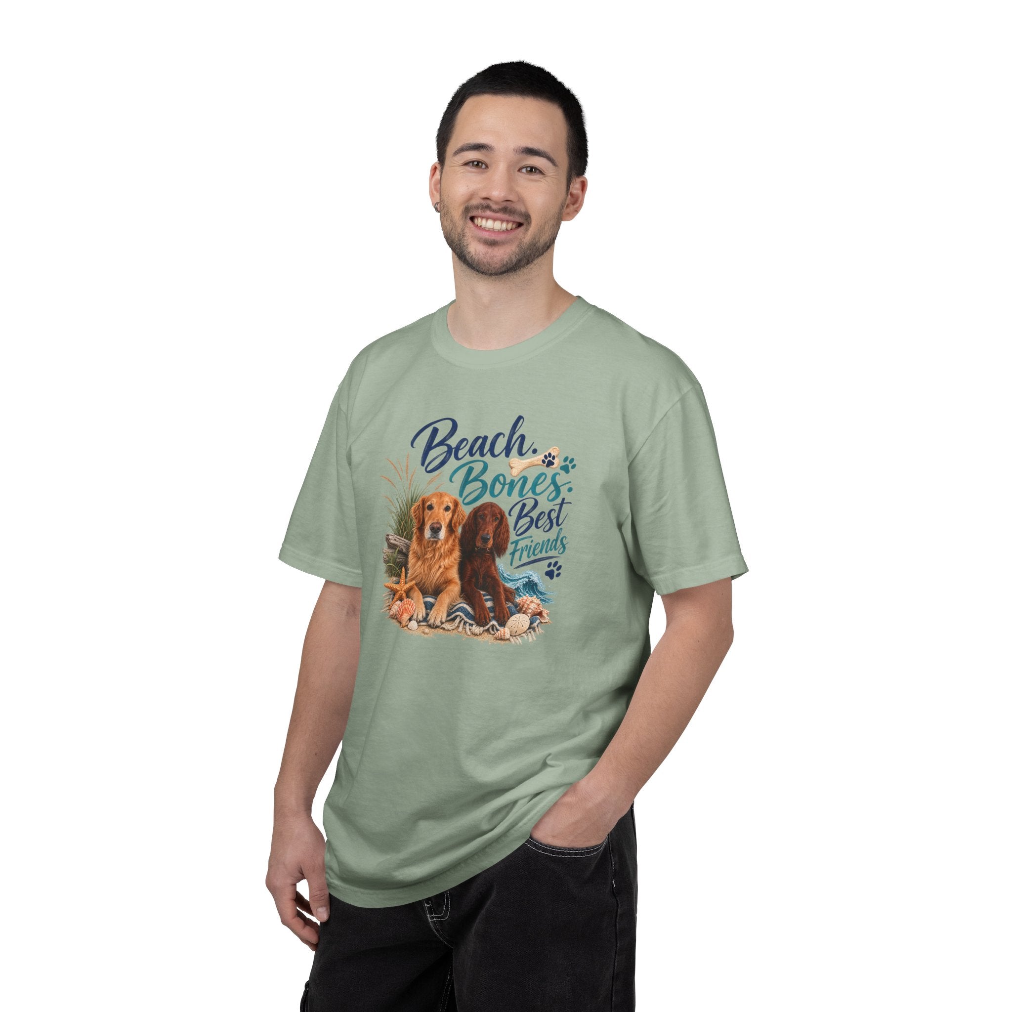 Beach Bones Best Friends Unisex Soft T-Shirt — Dog Lover Beach Tee