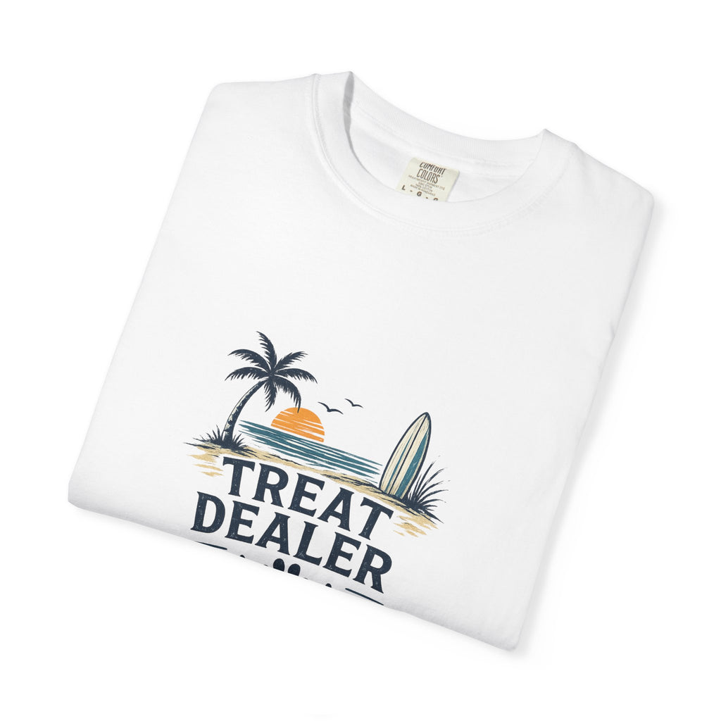 Treat Dealer Beach T-Shirt — Cute Dog Paw Surf Graphic