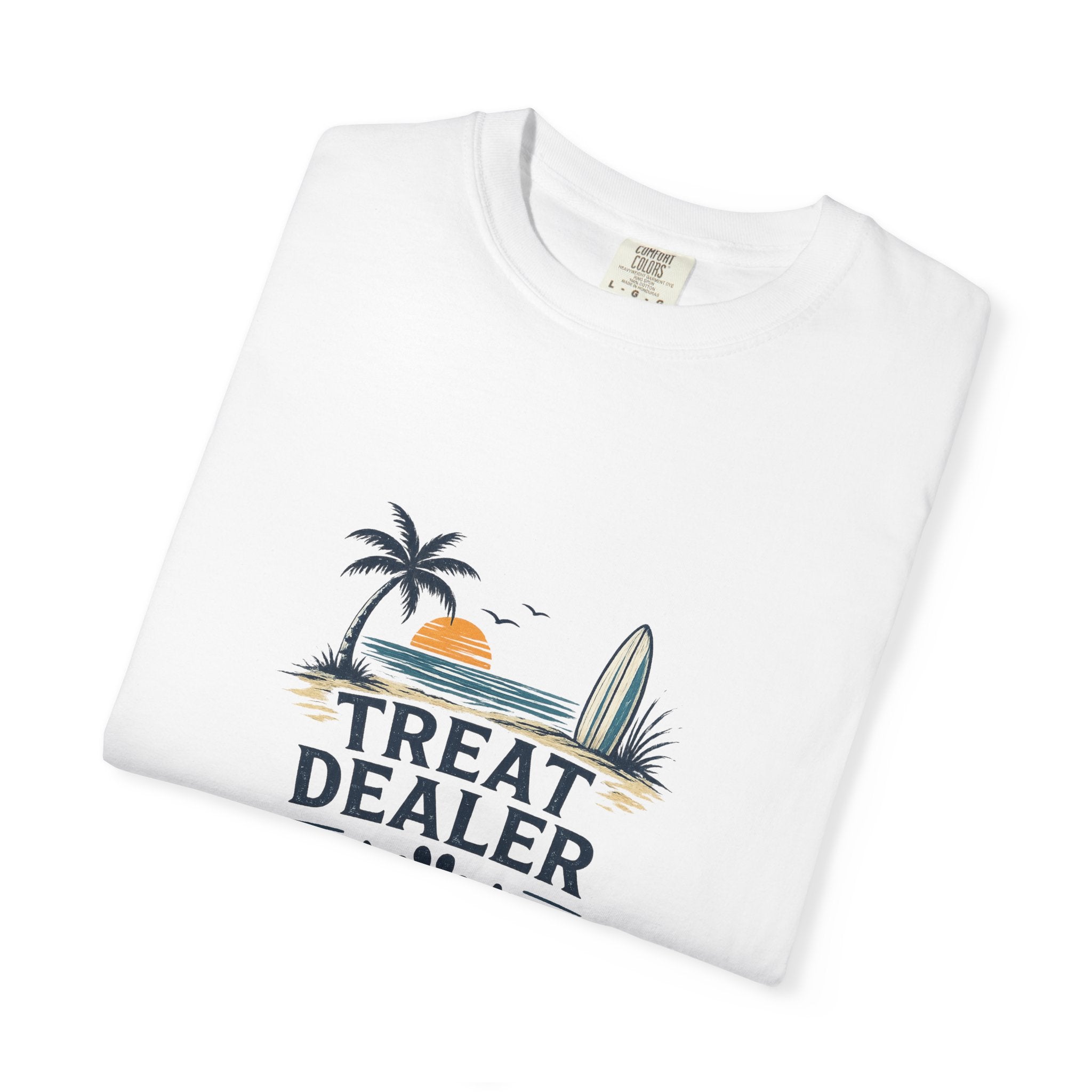 Treat Dealer Beach T-Shirt — Cute Dog Paw Surf Graphic