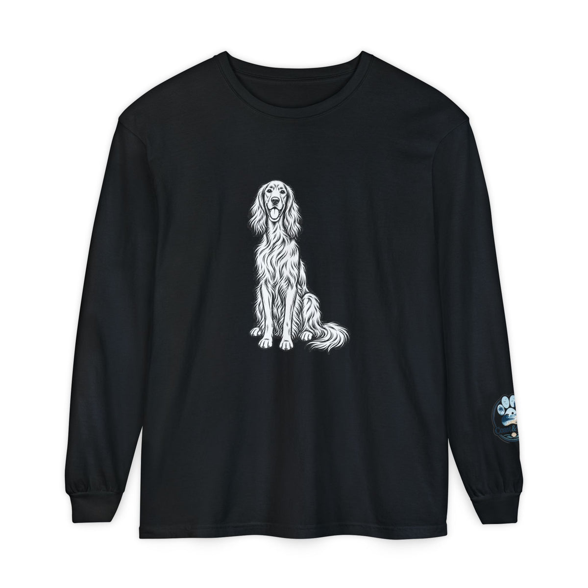 Irish Setter Unisex Long-Sleeve Tee with Coast & Paws logo on sleeve