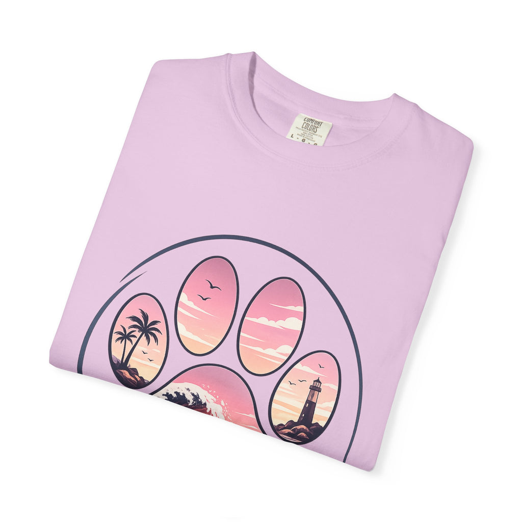 Sunset Paw Tee — Beach Wave Paw Print Unisex Comfort Colors T-Shirt