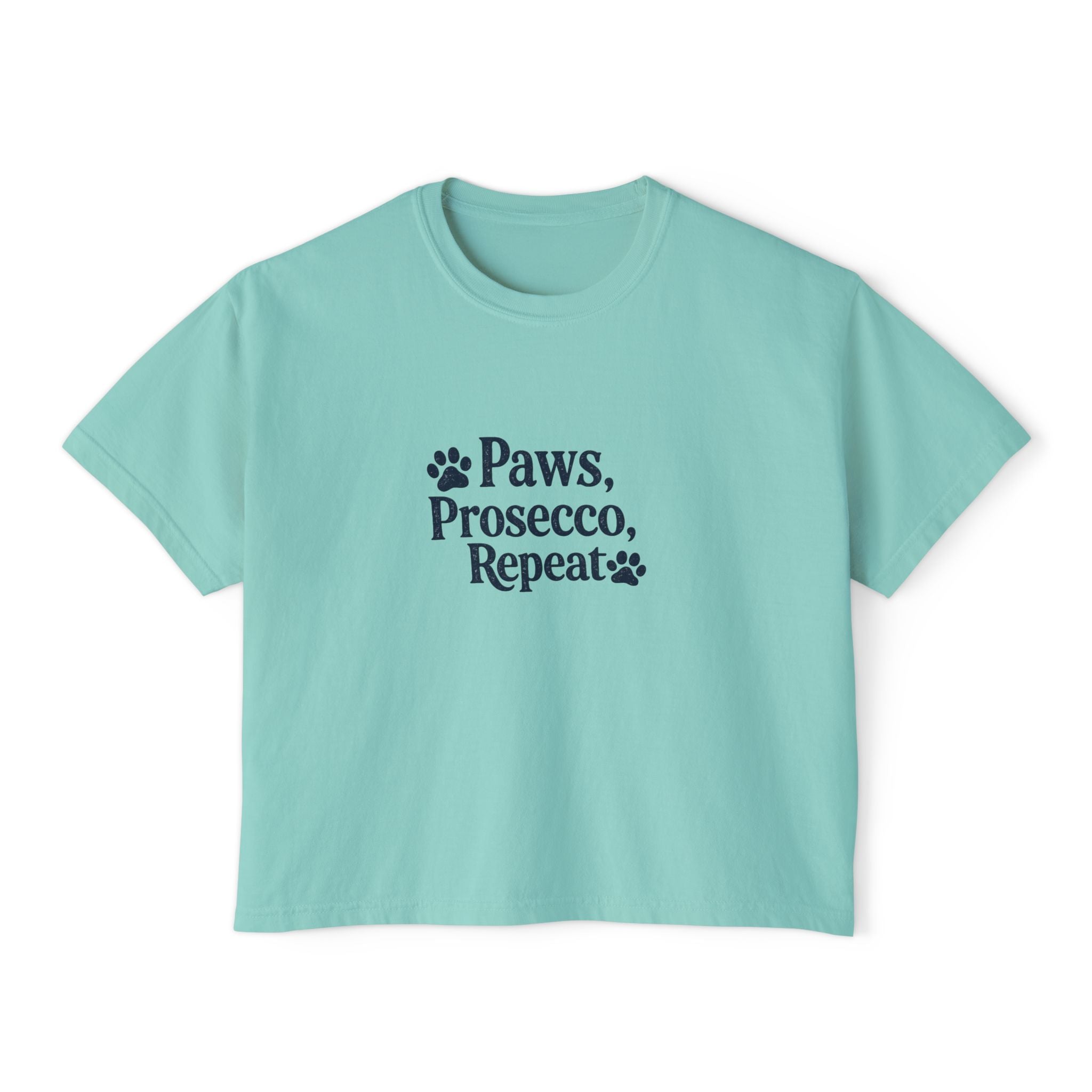 Paws, Prosecco, Repeat Boxy Tee — Crop Shirt