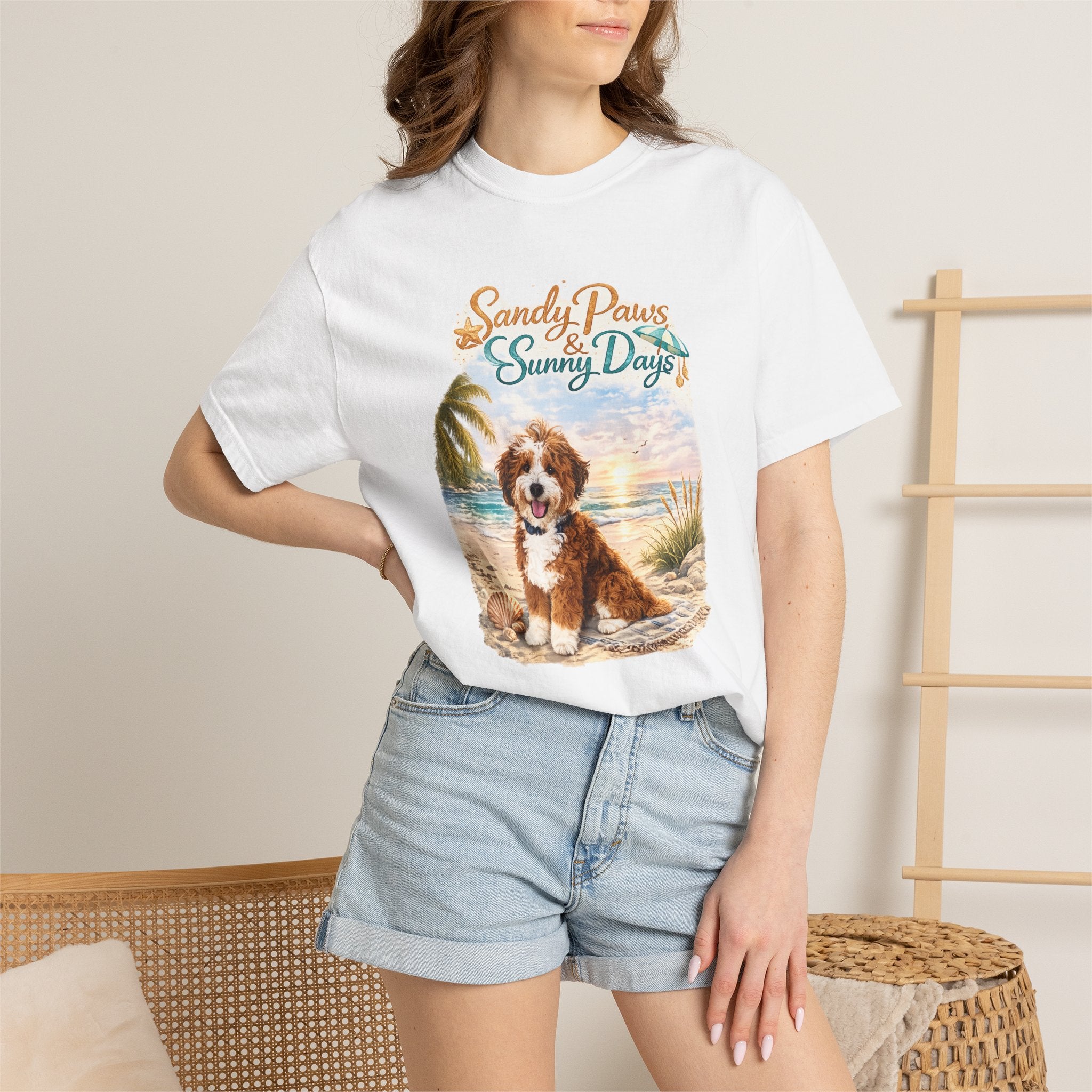 Sandy Paws Sunny Days T-Shirt — Unisex Comfort Colors Graphic Tee