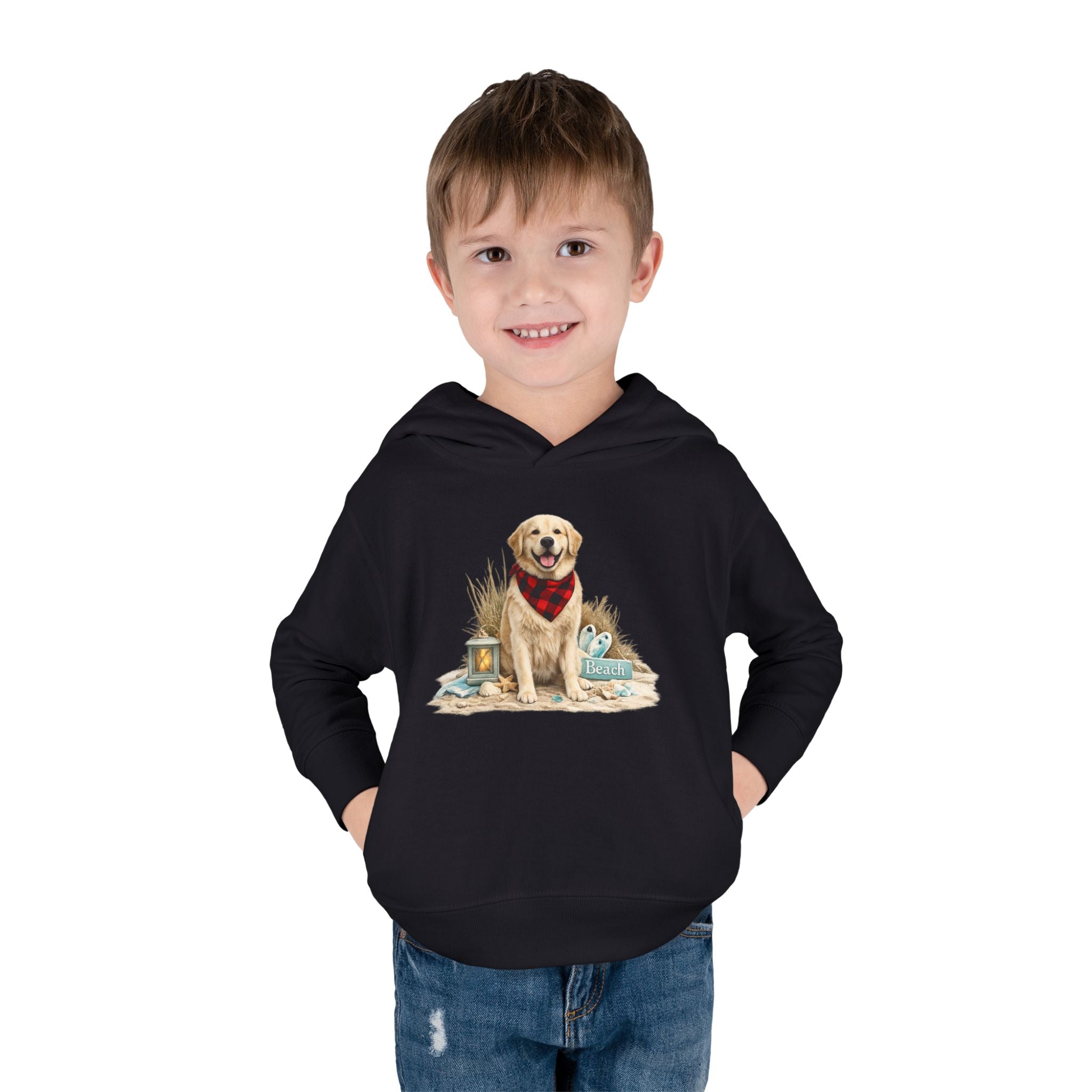 Toddler Hoodie — Golden Retriever with Bandana Graphic
