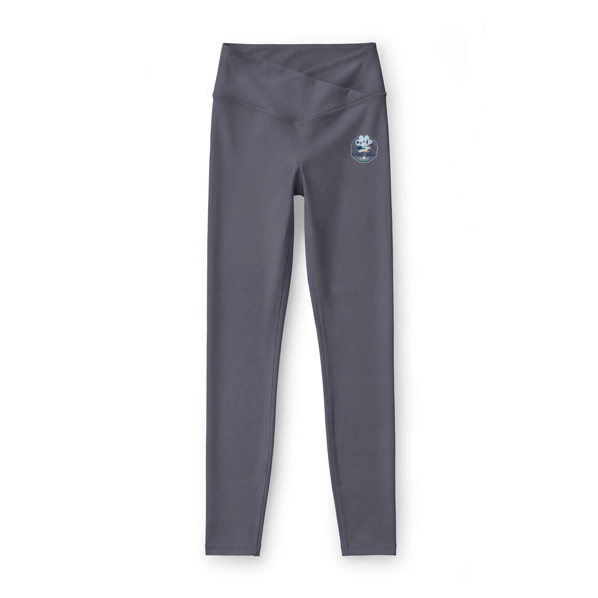 Yoga Leggings — Black Luxe High-Waist with Signature Coast & Paws Logo