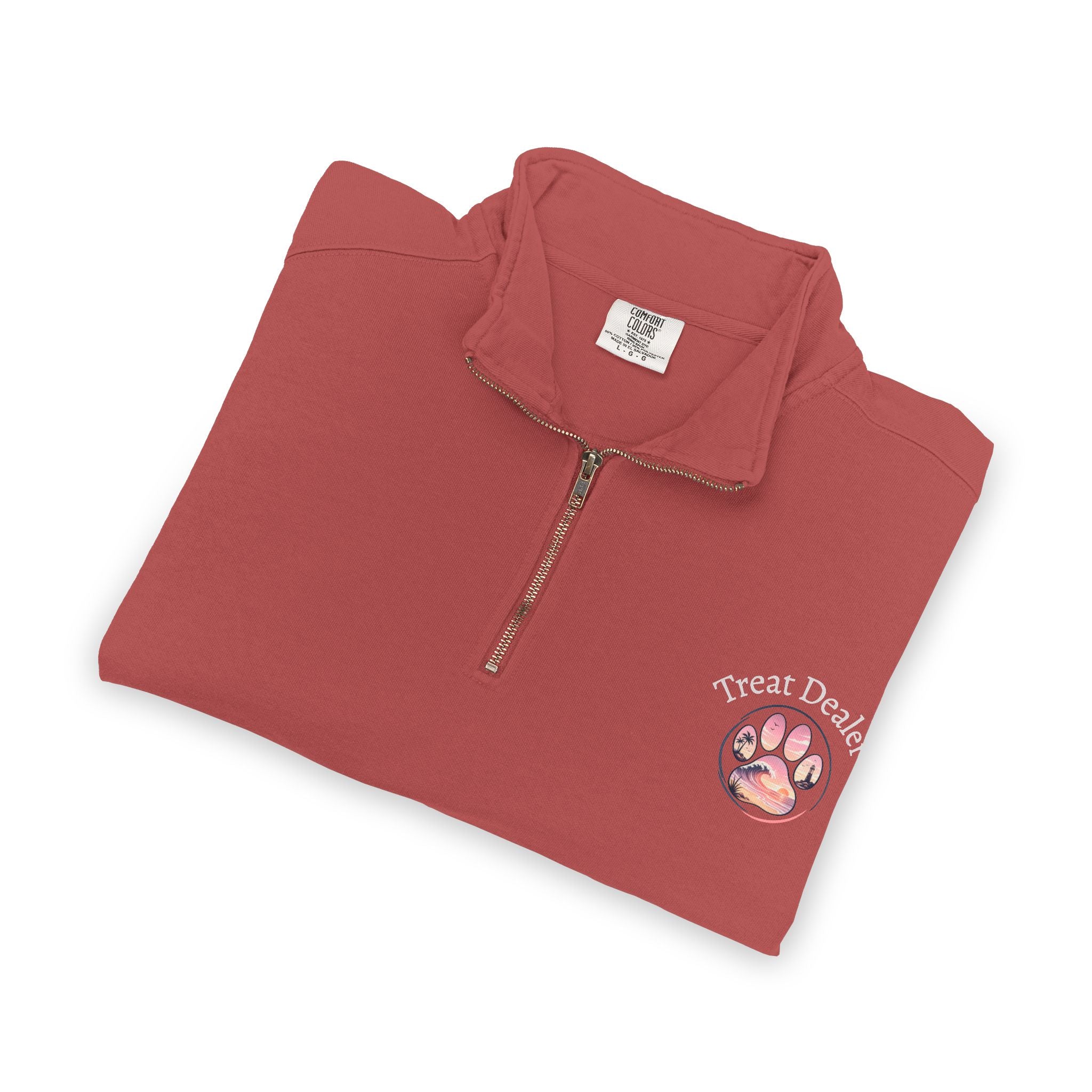 Quarter-Zip Sweatshirt — "Treat Dealer" Paw