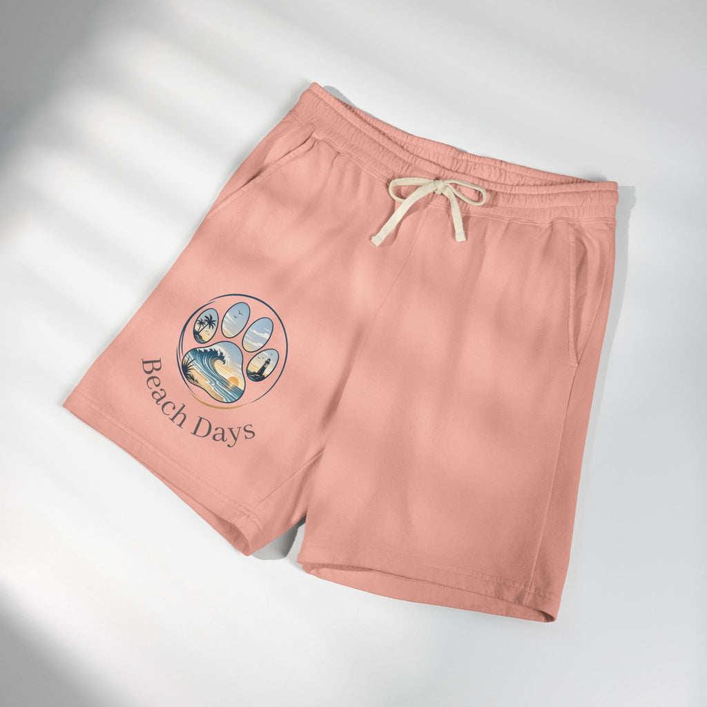 Beach Days Paw-Print Sweat Shorts — Lightweight Fleece Summer Lounge Shorts