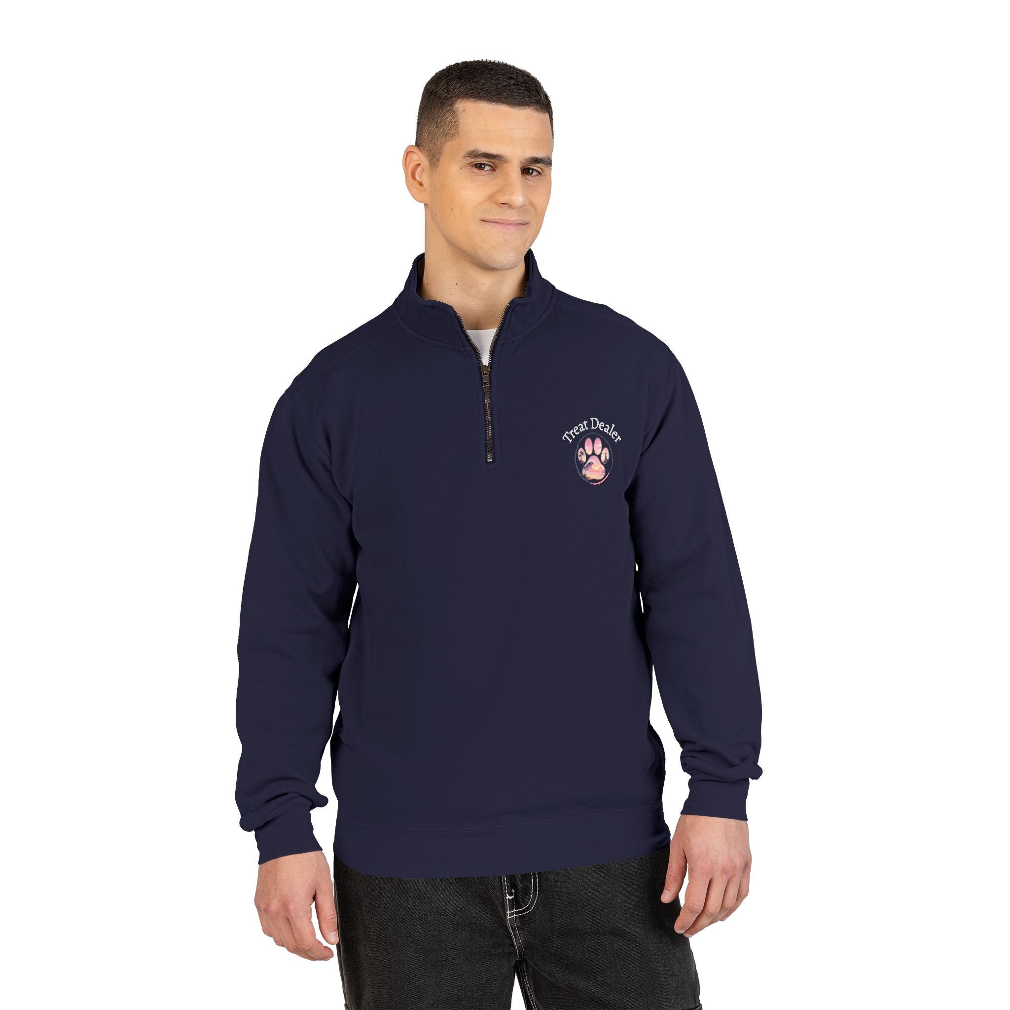 Quarter-Zip Sweatshirt — "Treat Dealer" Paw
