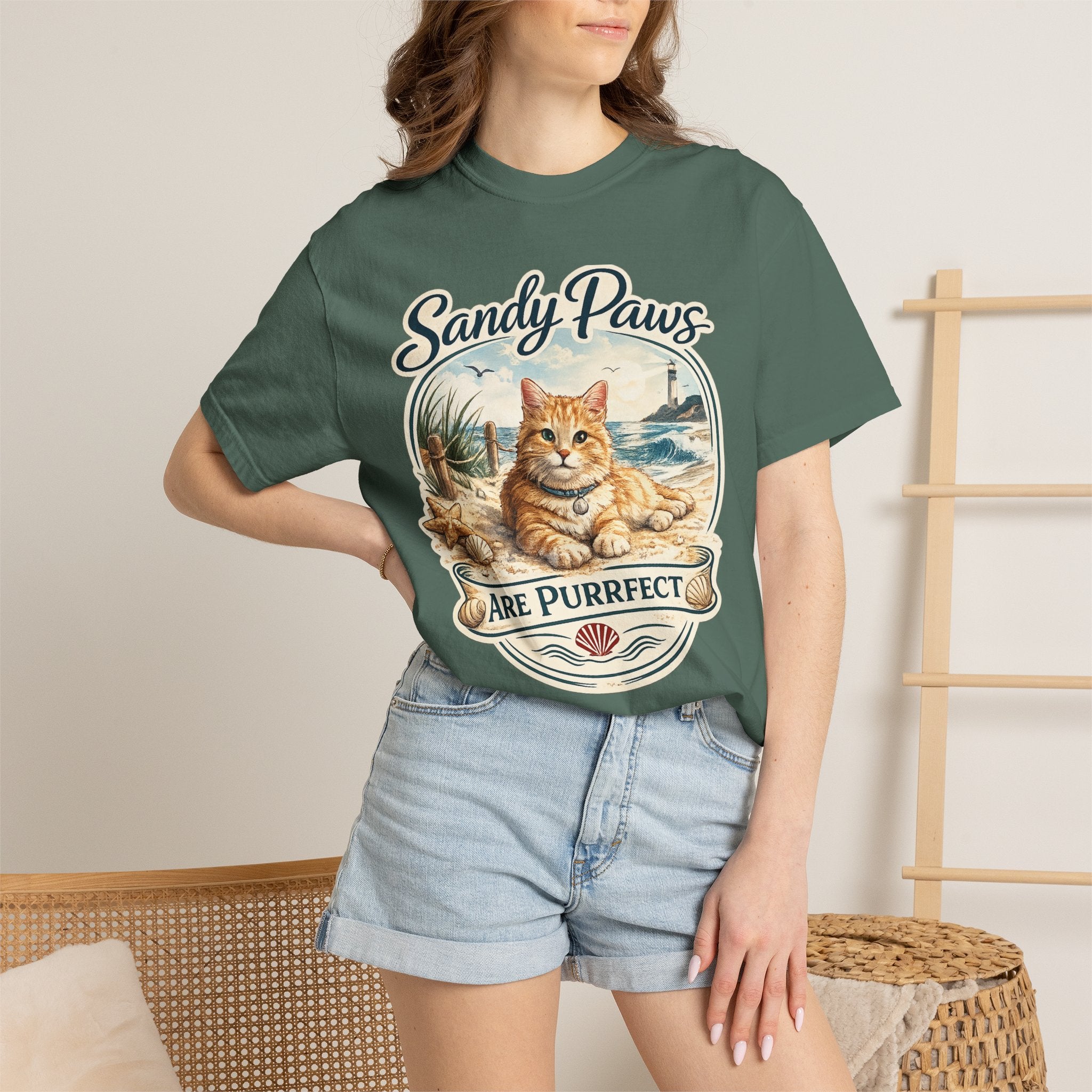Sandy Paws Are Purrfect Beach Cat T-Shirt