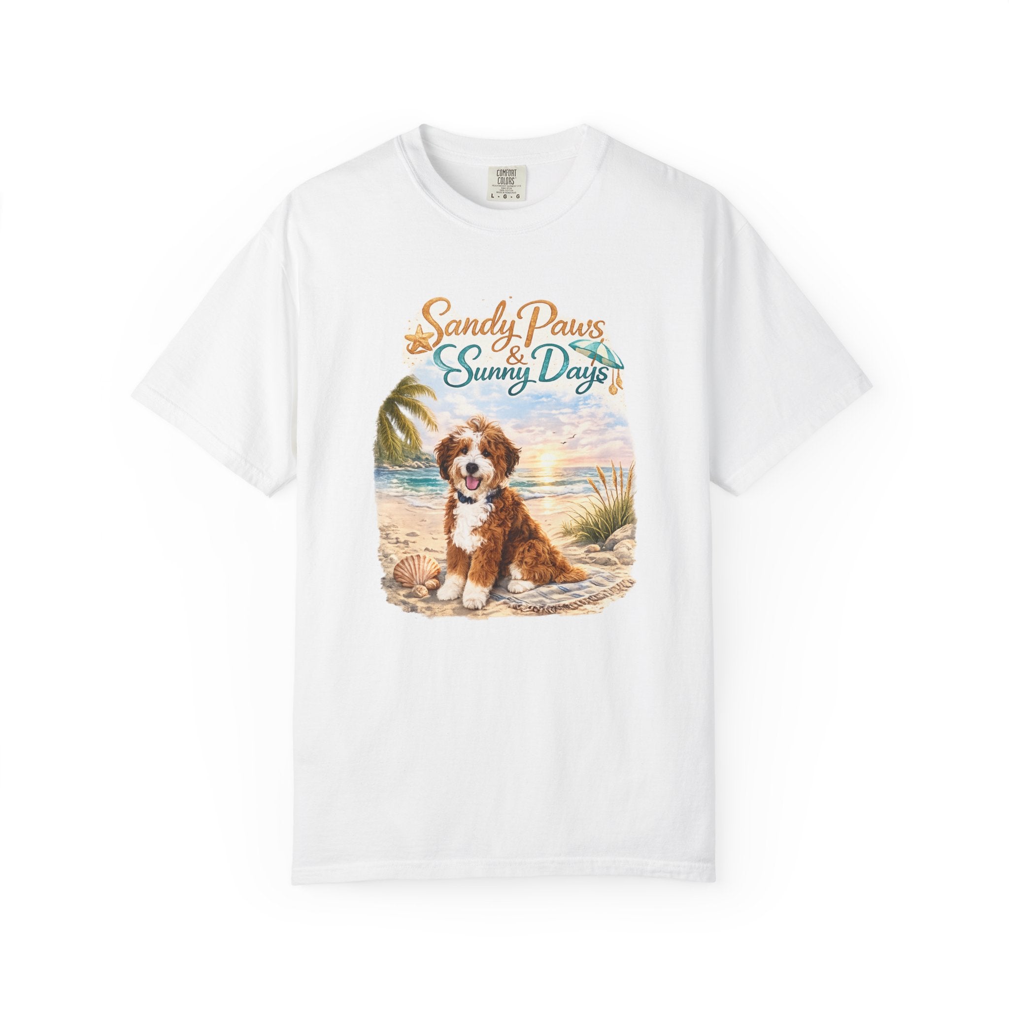 Sandy Paws Sunny Days T-Shirt — Unisex Comfort Colors Graphic Tee