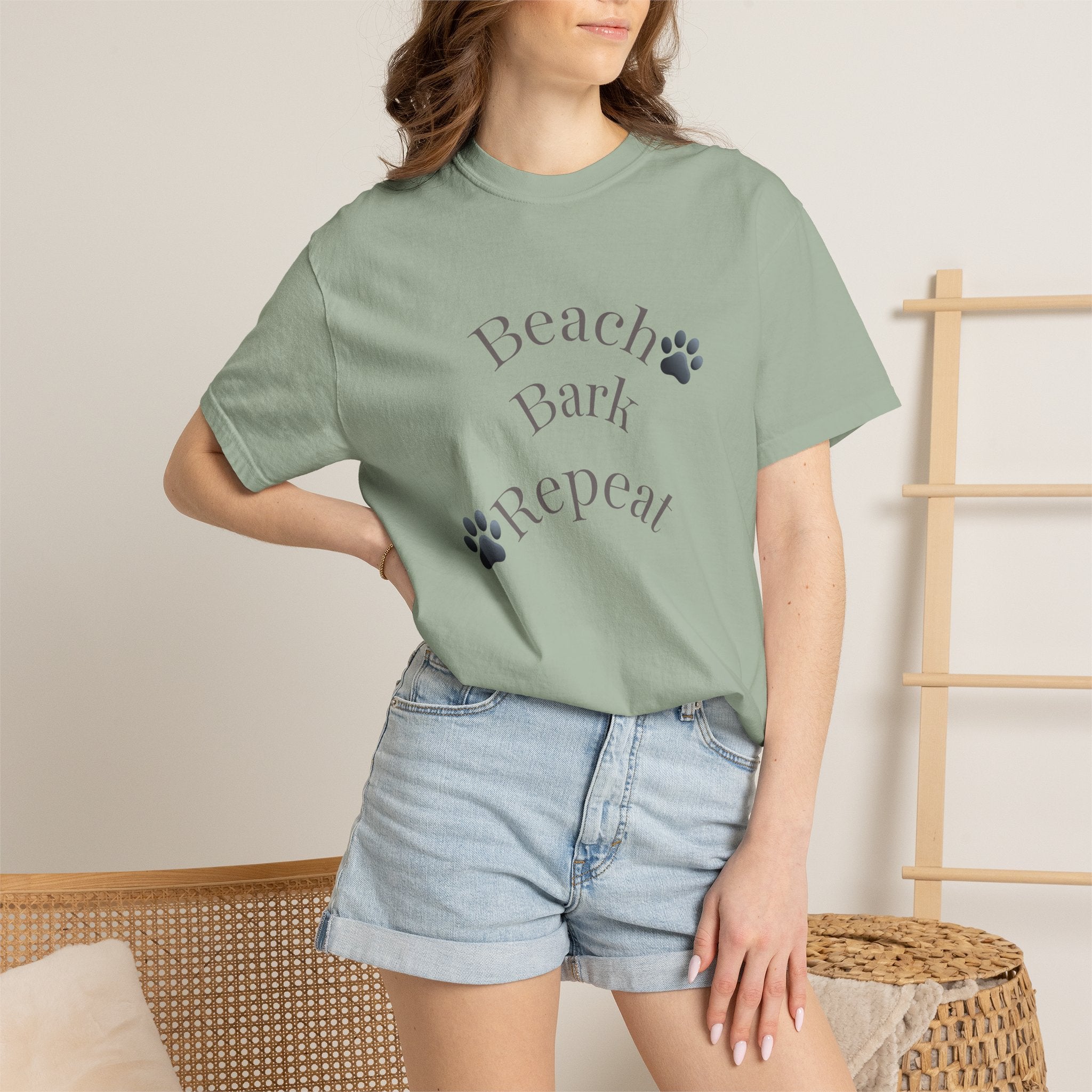Beach Bark Repeat T-Shirt — Casual Dog Lover Tee