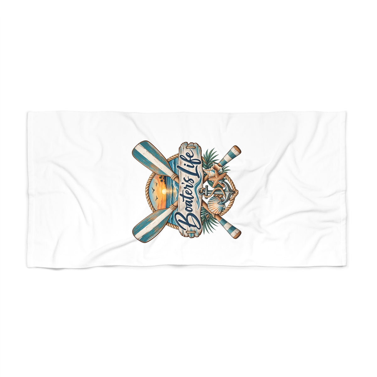 Beach Towel — “Boatlife” Nautical Tiger Oars Design