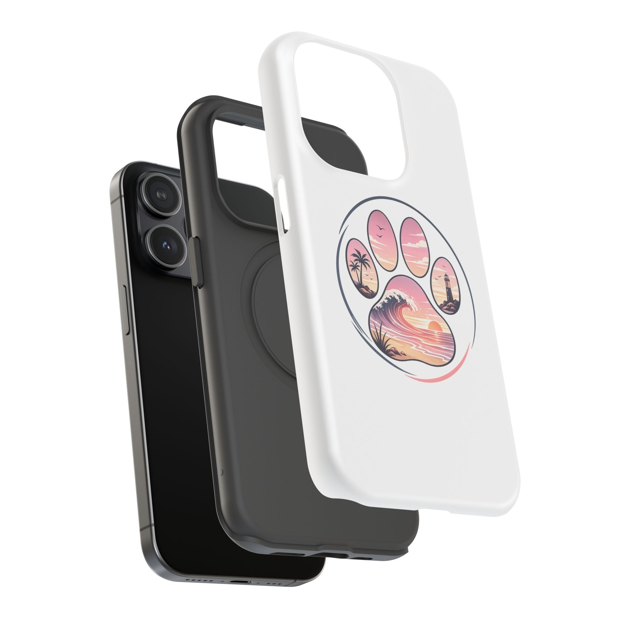Beach Paw Phone Case — Impact-Resistant Tropical Paw Print iPhone Cover