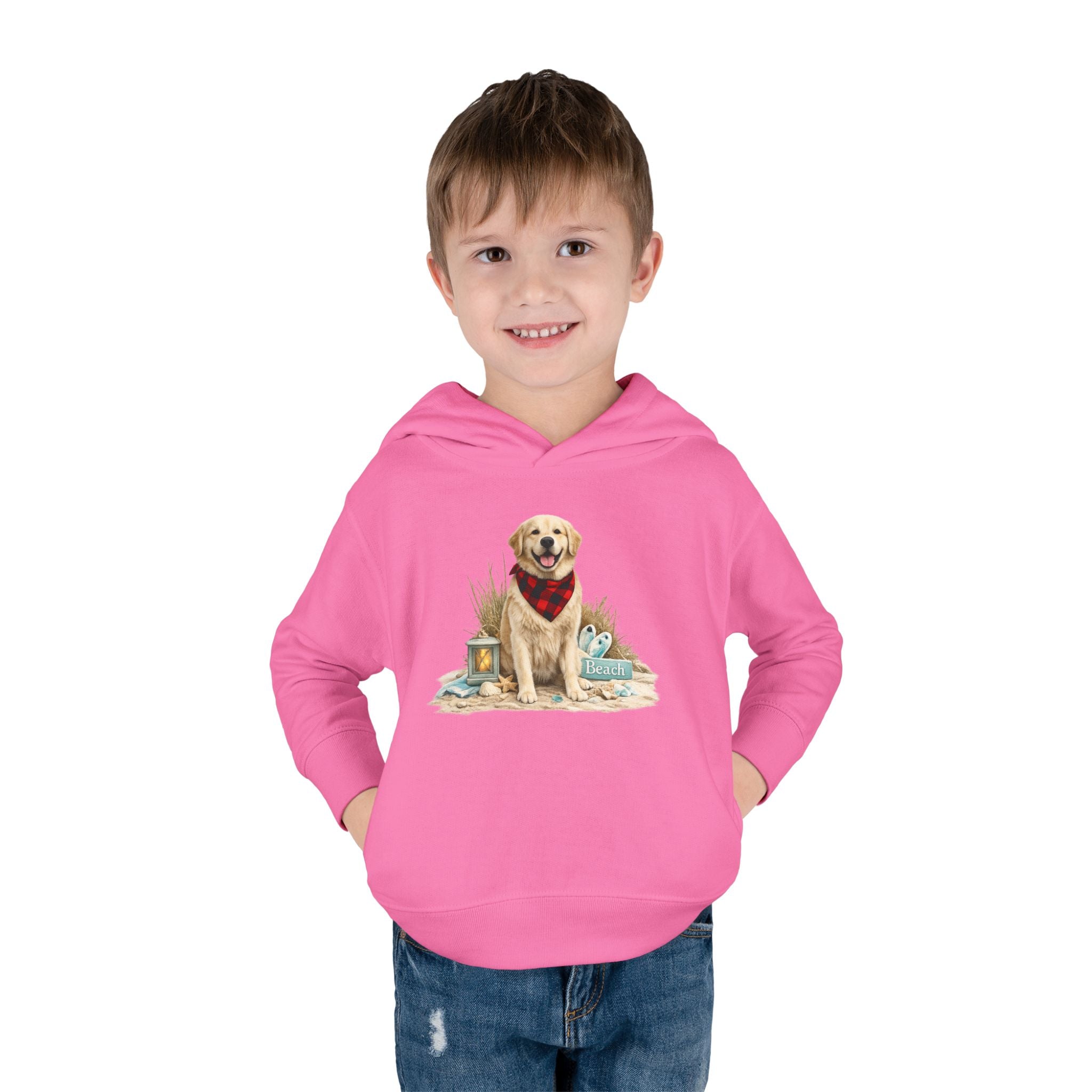 Toddler Hoodie — Golden Retriever with Bandana Graphic