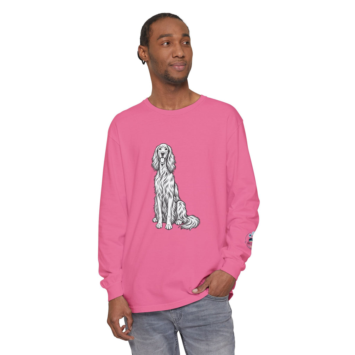 Irish Setter Unisex Long-Sleeve Tee with Coast & Paws logo on sleeve