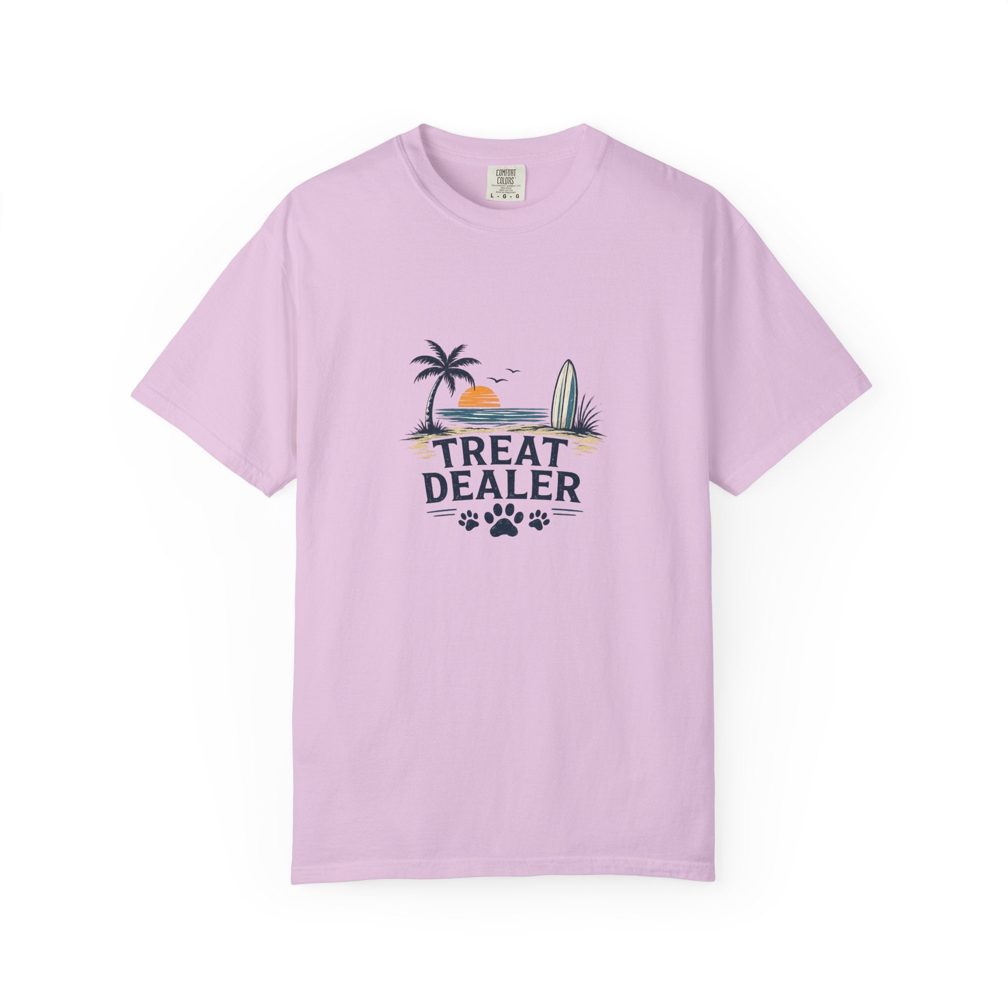 Treat Dealer Beach T-Shirt — Cute Dog Paw Surf Graphic