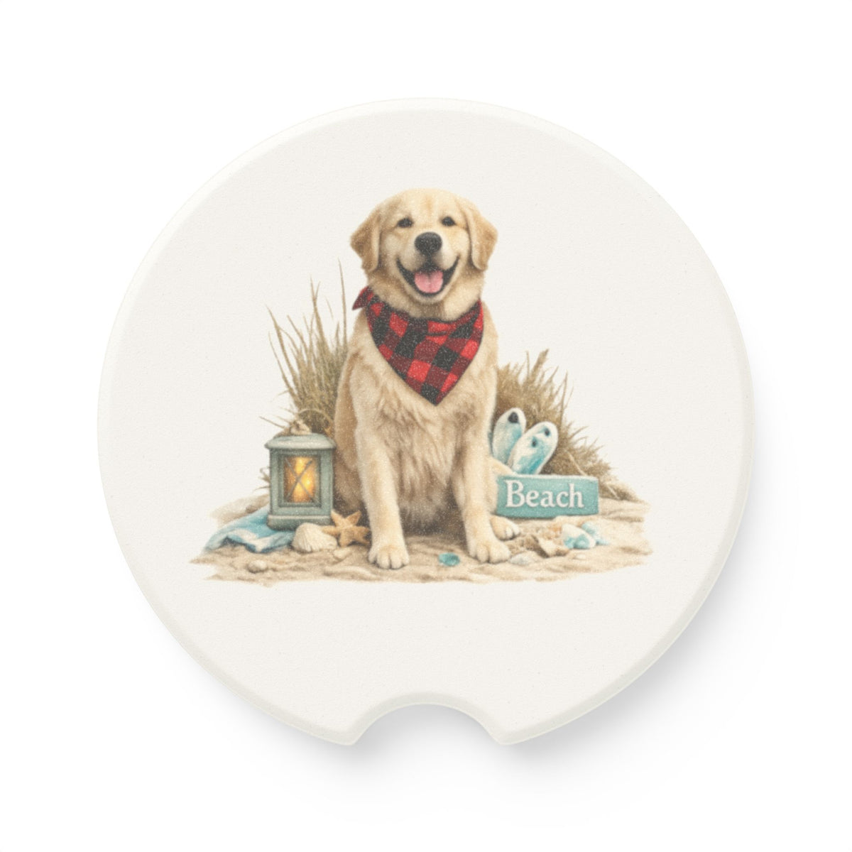 Yellow Lab Beach Soapstone Car Coaster