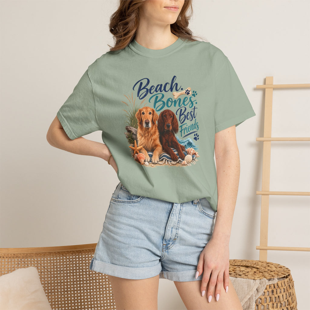 Beach Bones Best Friends Unisex Soft T-Shirt — Dog Lover Beach Tee