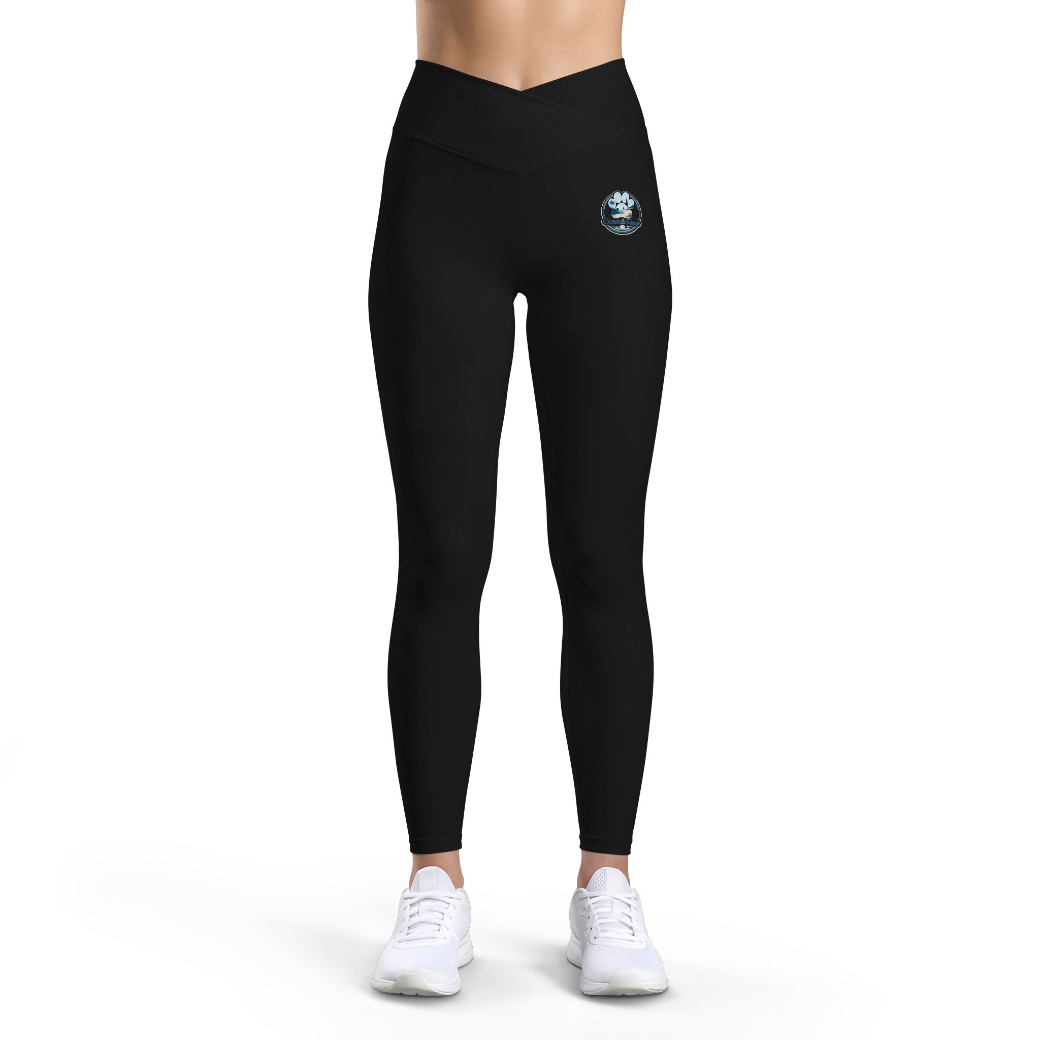 Yoga Leggings — Black Luxe High-Waist with Signature Coast & Paws Logo