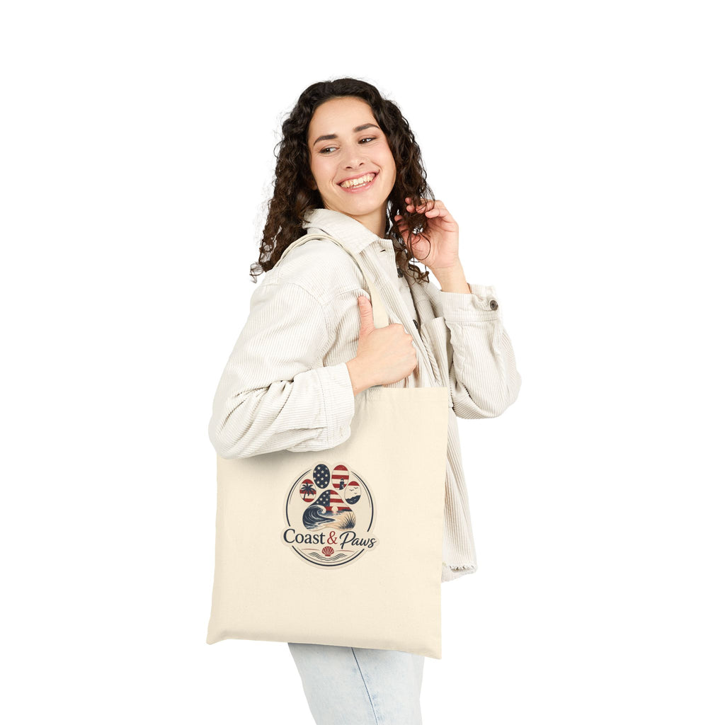Coast & Paws American Flag Tote — Canvas Grocery & Beach Bag