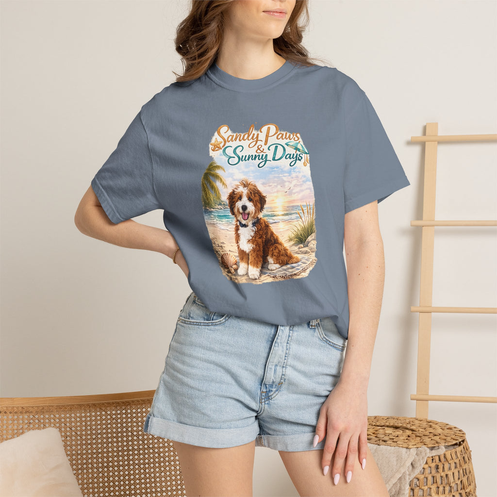 Sandy Paws Sunny Days T-Shirt — Unisex Comfort Colors Graphic Tee