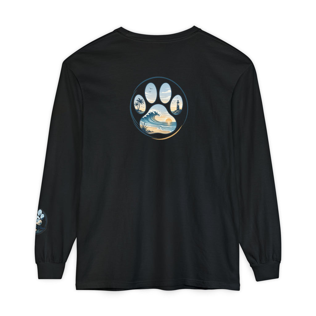 Coast & Paws Signature Soft Long Sleeve Tee — Coastal Paw Wave Graphic