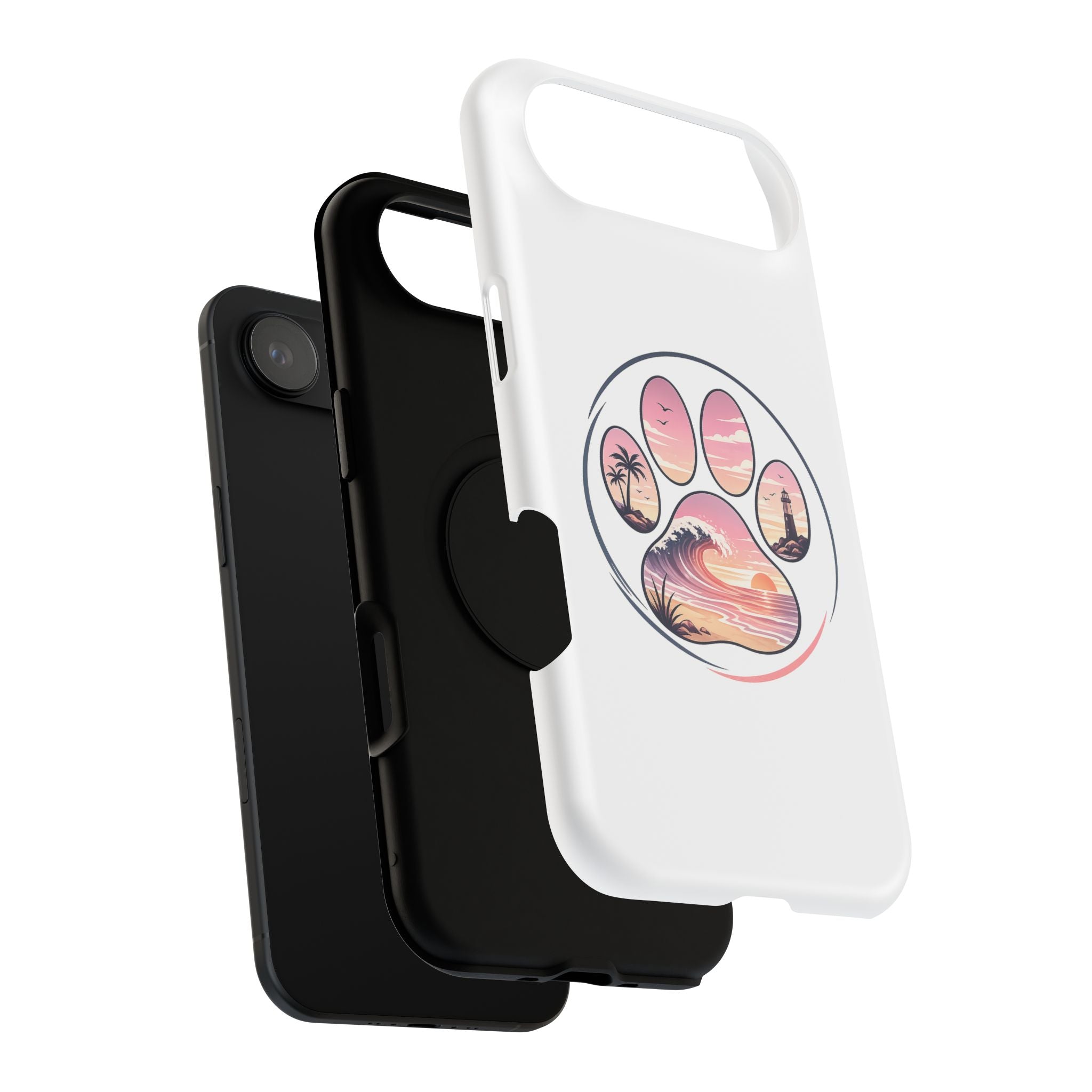 Beach Paw Phone Case — Impact-Resistant Tropical Paw Print iPhone Cover