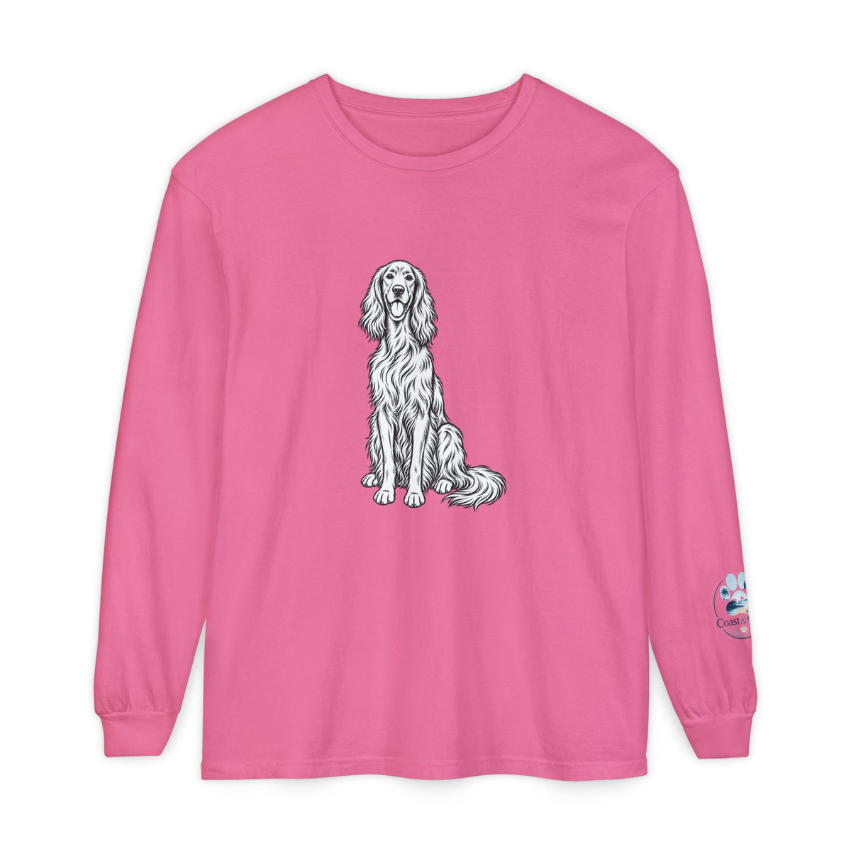 Irish Setter Unisex Long-Sleeve Tee with Coast & Paws logo on sleeve