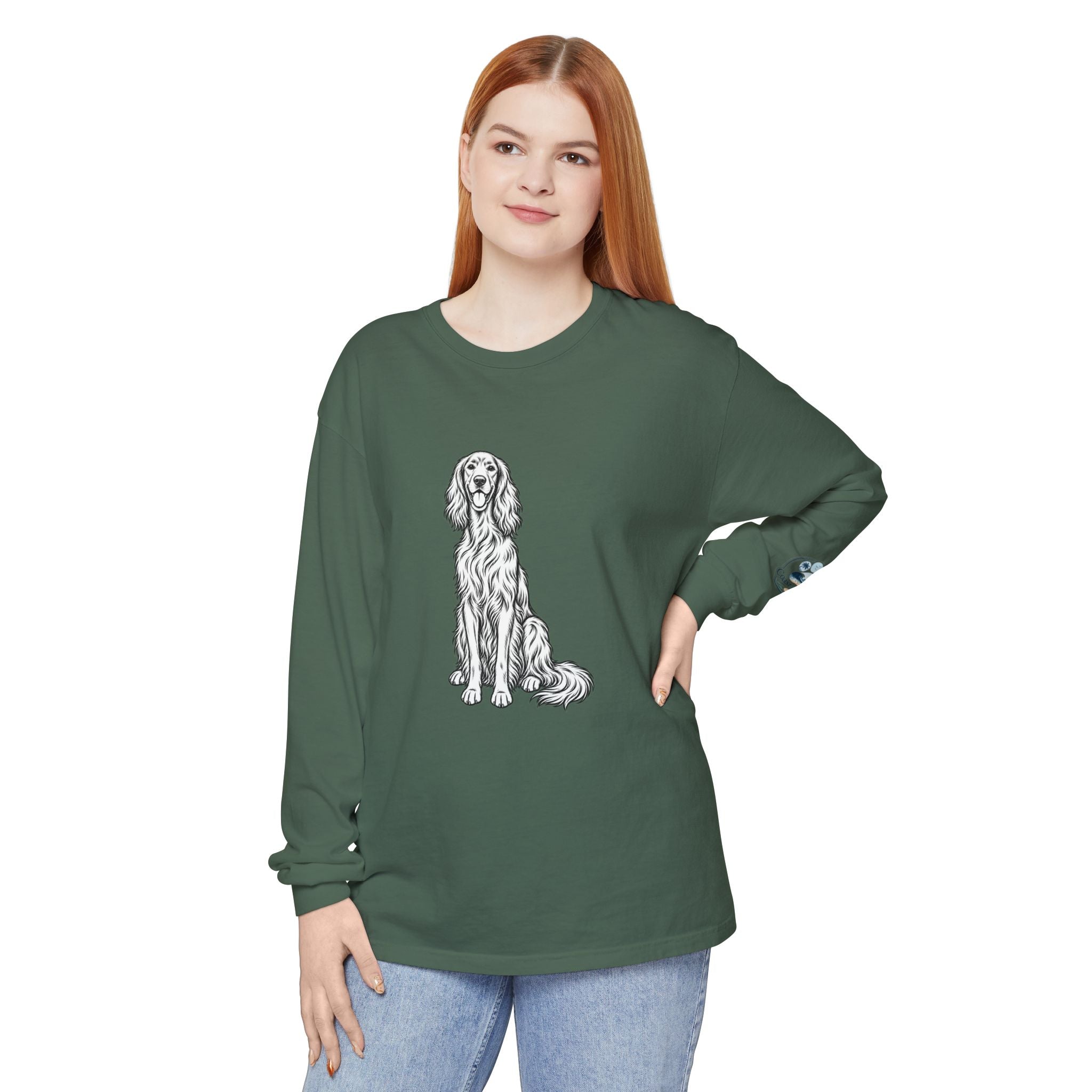 Irish Setter Unisex Long-Sleeve Tee with Coast & Paws logo on sleeve