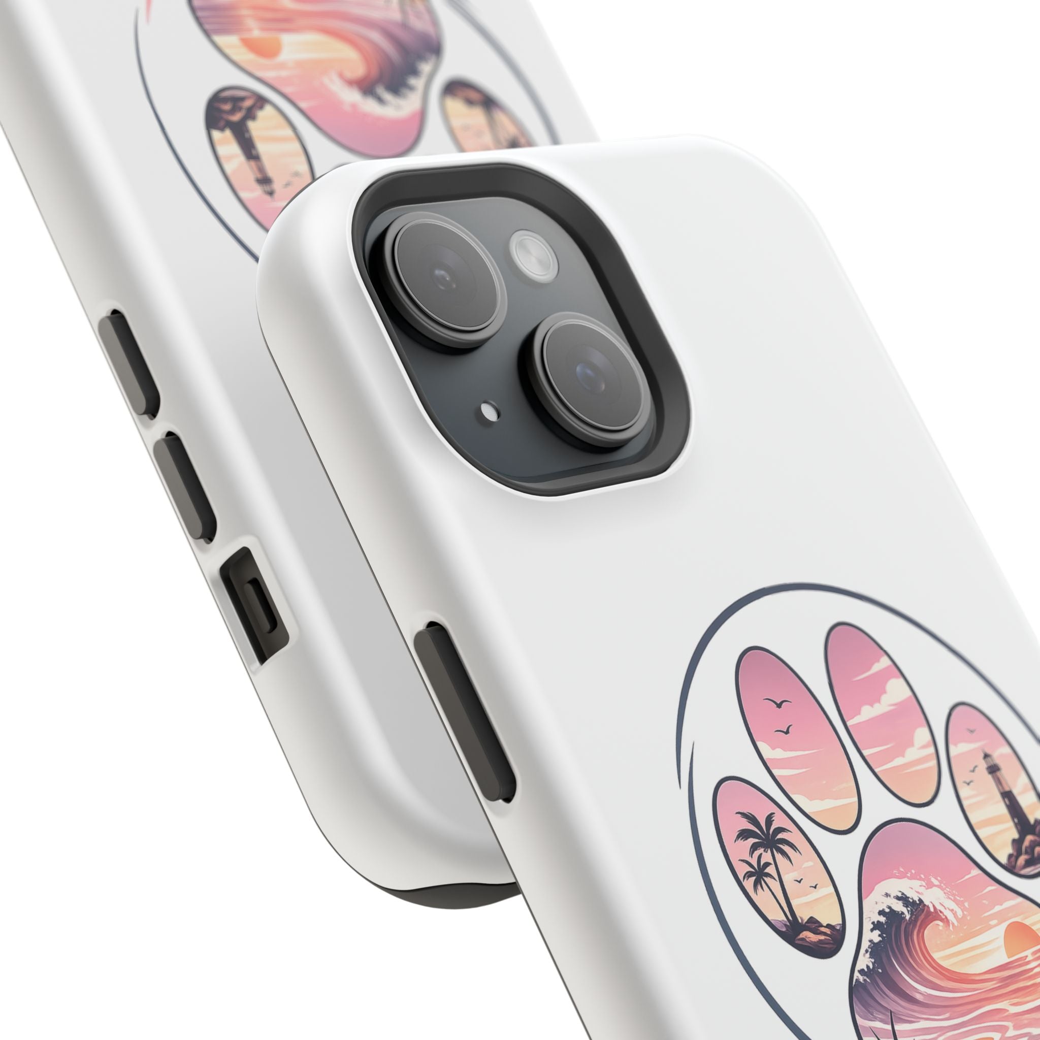 Beach Paw Phone Case — Impact-Resistant Tropical Paw Print iPhone Cover