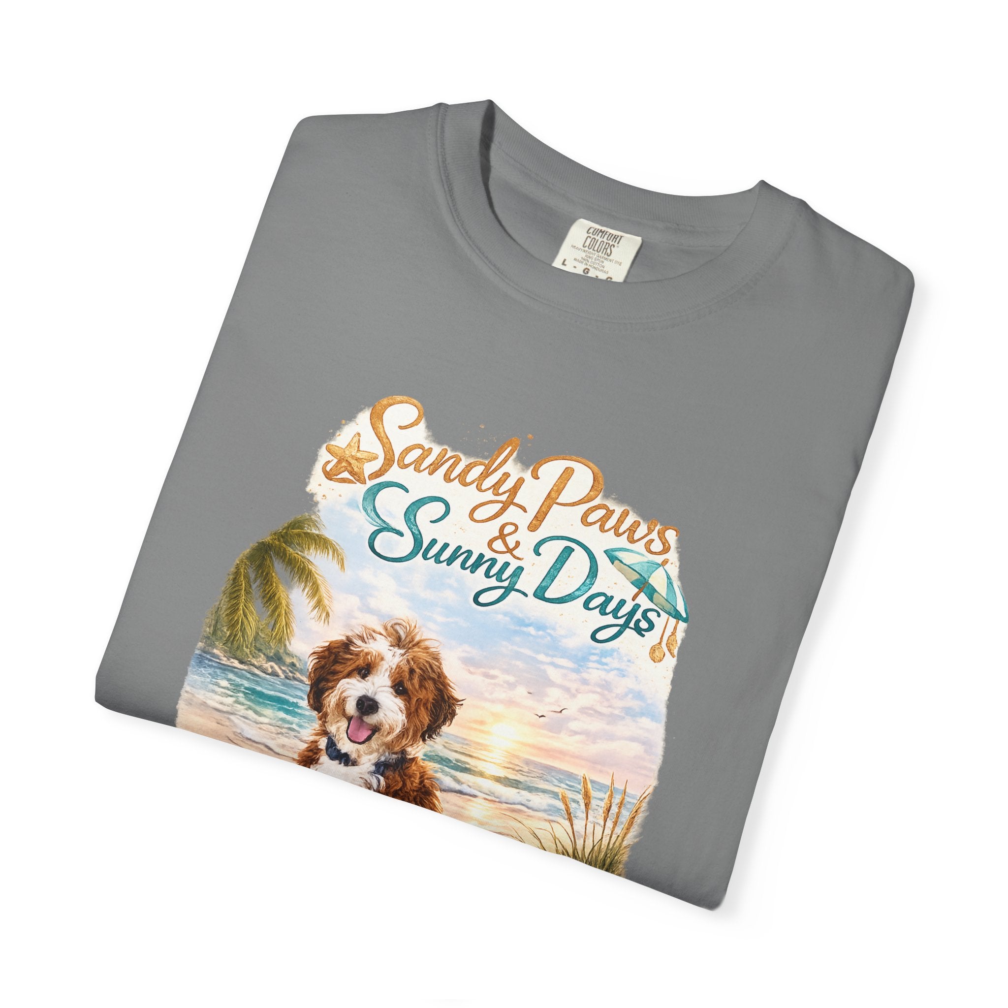 Sandy Paws Sunny Days T-Shirt — Unisex Comfort Colors Graphic Tee