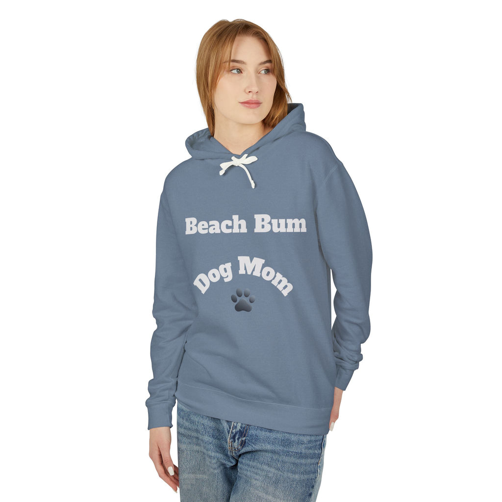 Beach Bum Dog Mom Hoodie — Paw Print Lightweight Comfort Colors Hooded Sweatshirt