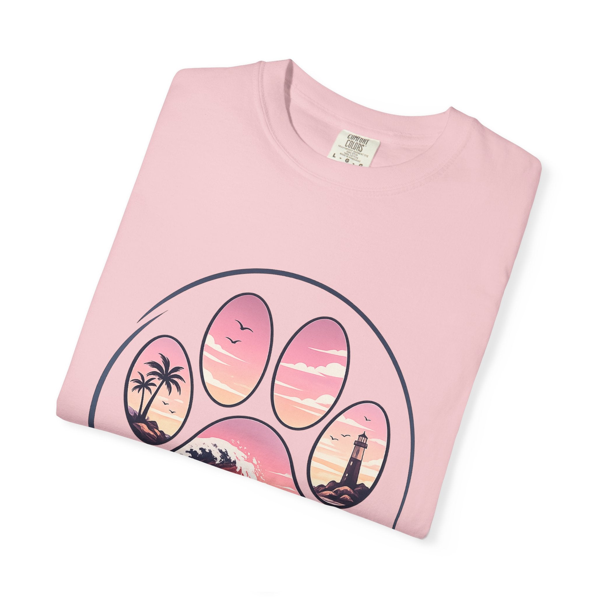 Sunset Paw Tee — Beach Wave Paw Print Unisex Comfort Colors T-Shirt