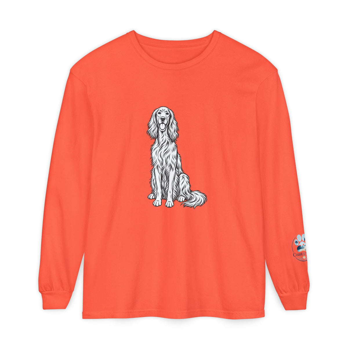 Irish Setter Unisex Long-Sleeve Tee with Coast & Paws logo on sleeve