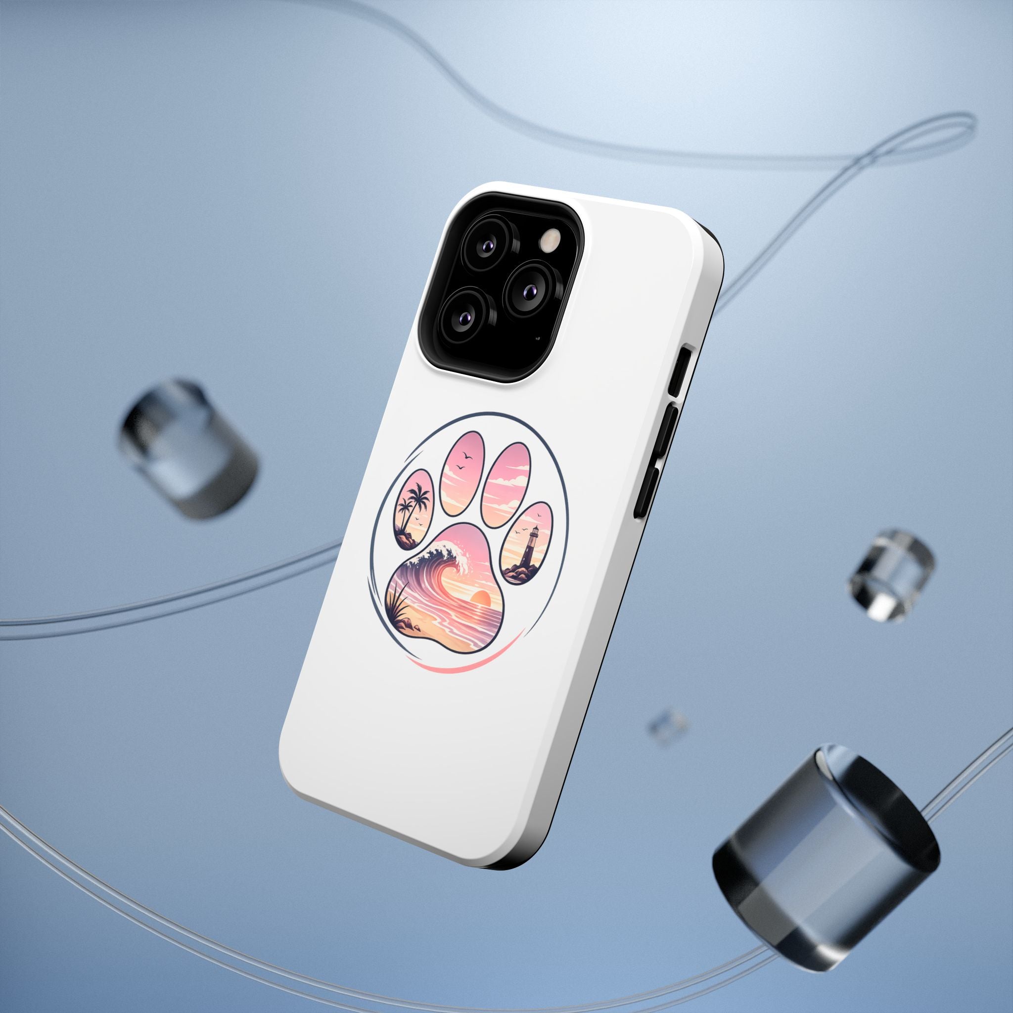 Beach Paw Phone Case — Impact-Resistant Tropical Paw Print iPhone Cover