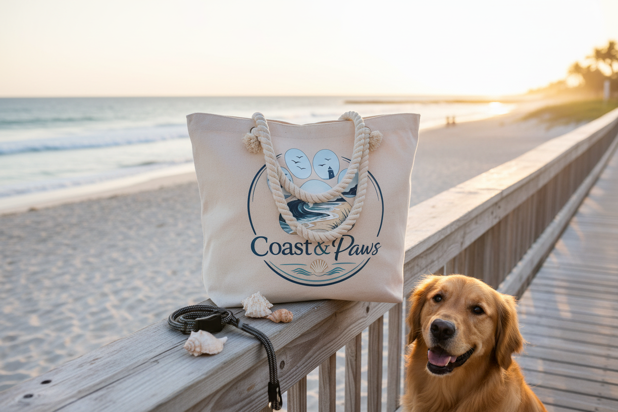 Coast & Paws tote bag mockup